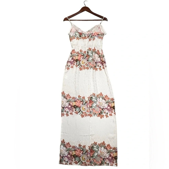 LPA Silk Floral Leopard Jacquard Ruffle Night Out Maxi Dress 167 Size XS - Picture 6 of 13